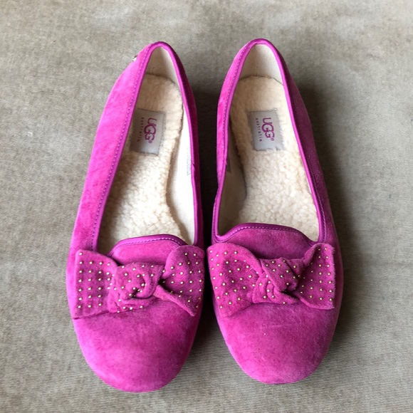 UGG Shoes - Ugg pink suede bow flats size 10, EUC SPRING